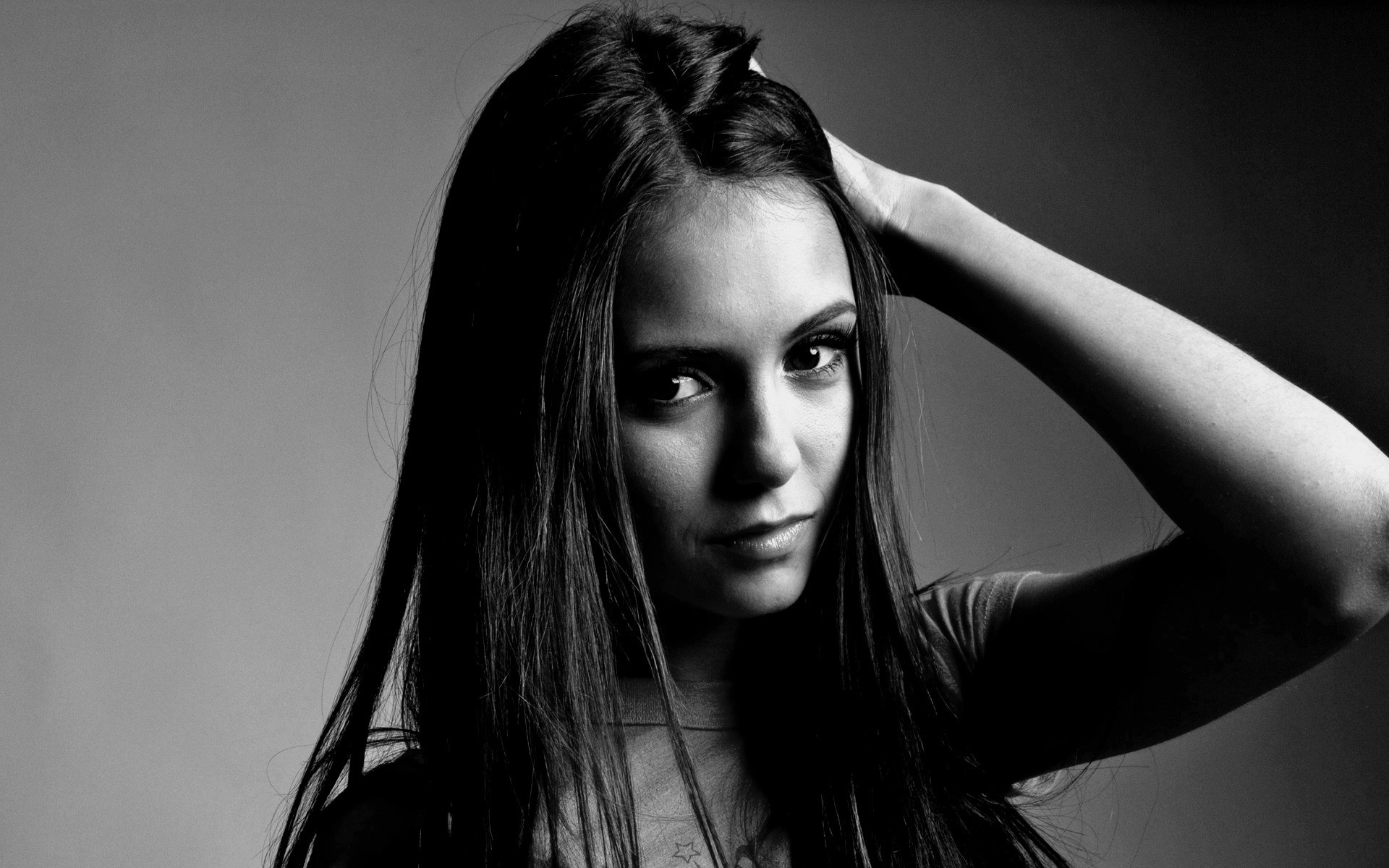 dziewczyna portret kobieta monochromatyczny moda model studio seksowny glamour jeden dorosły twarz oko nago włosy elena gilbert