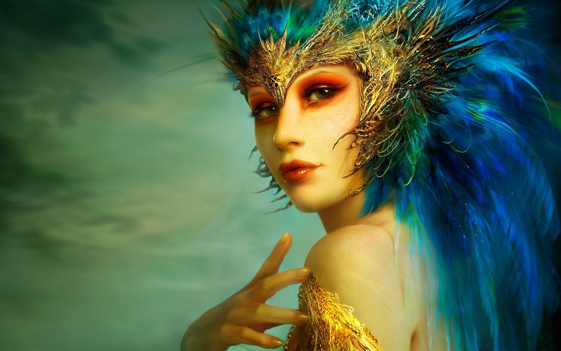 fantasy kobieta moda dziewczyna portret sztuka model seksowny woda piękny natura lato plaża słońce glamour rysunek obraz malarstwo