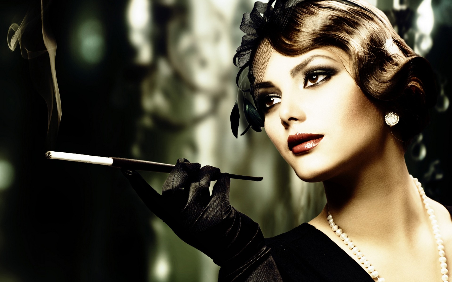 kobieta portret moda dziewczyna model jeden dorosły glamour vintage dym zdjęcie retro tapety