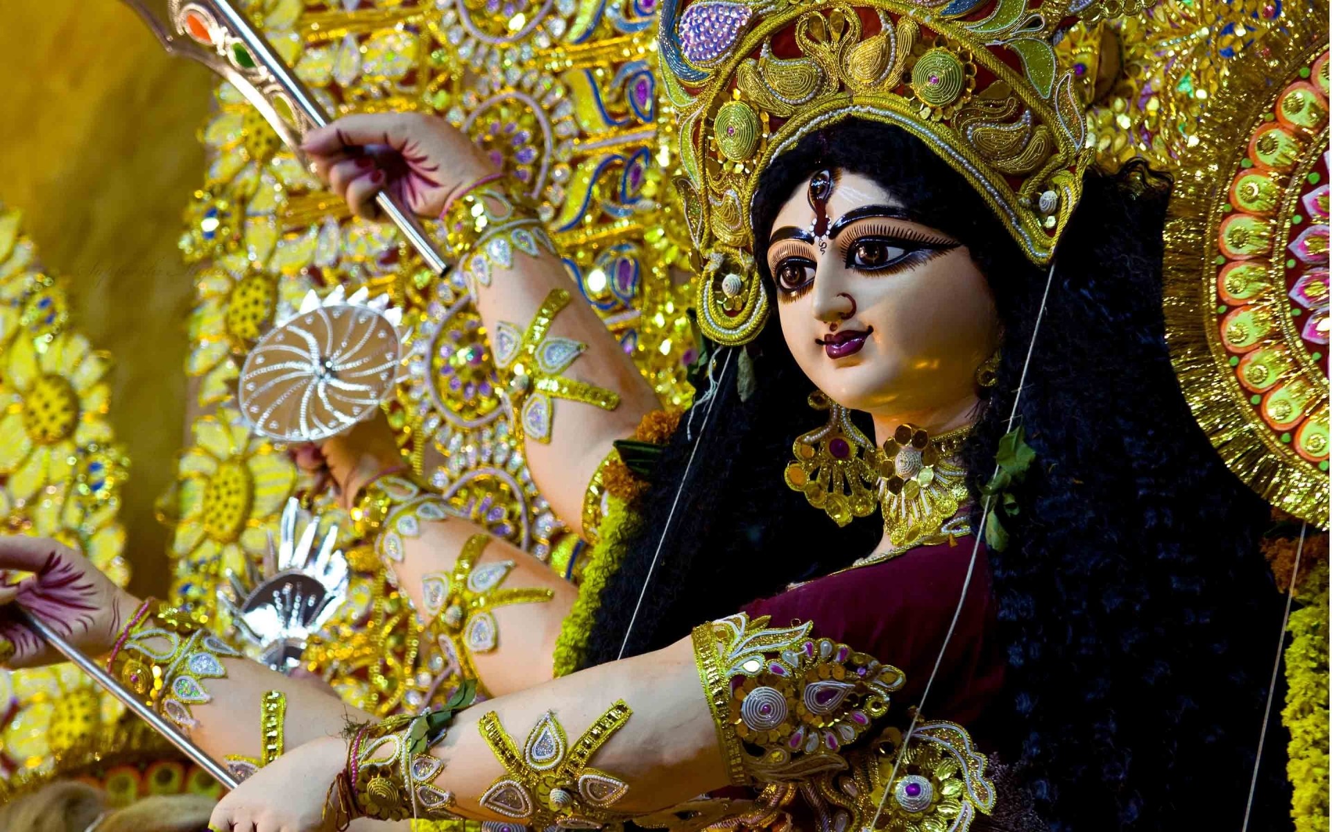bajki ozdoby złota sztuka tradycyjny kolor festiwal jasny sanskryt durga devi tło niezwyciężony