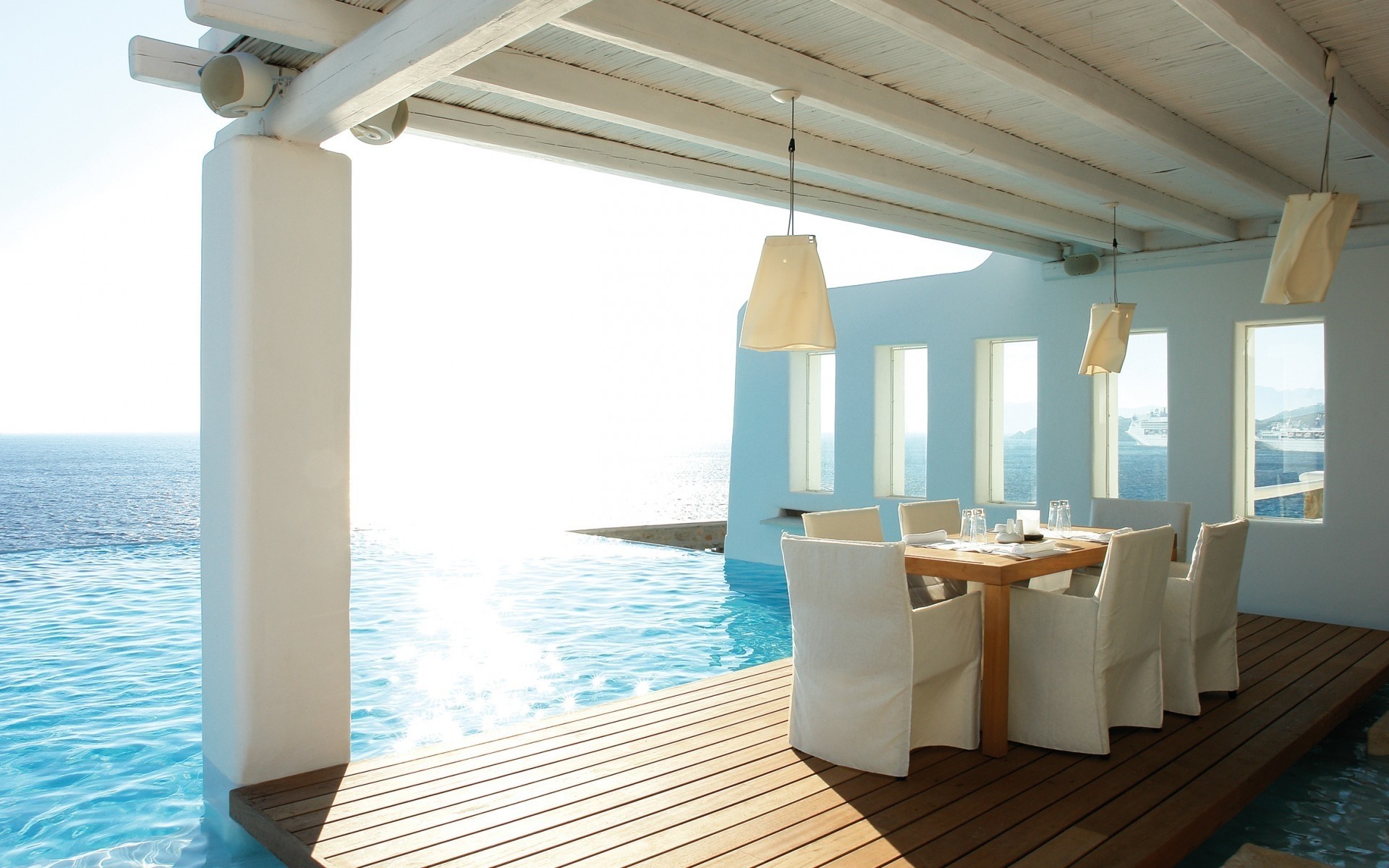 krzesło luksusowy hotel sofa ośrodek meble wakacje willa pokój kryty okno relaks lato ocean stół basen basen morze taras tło