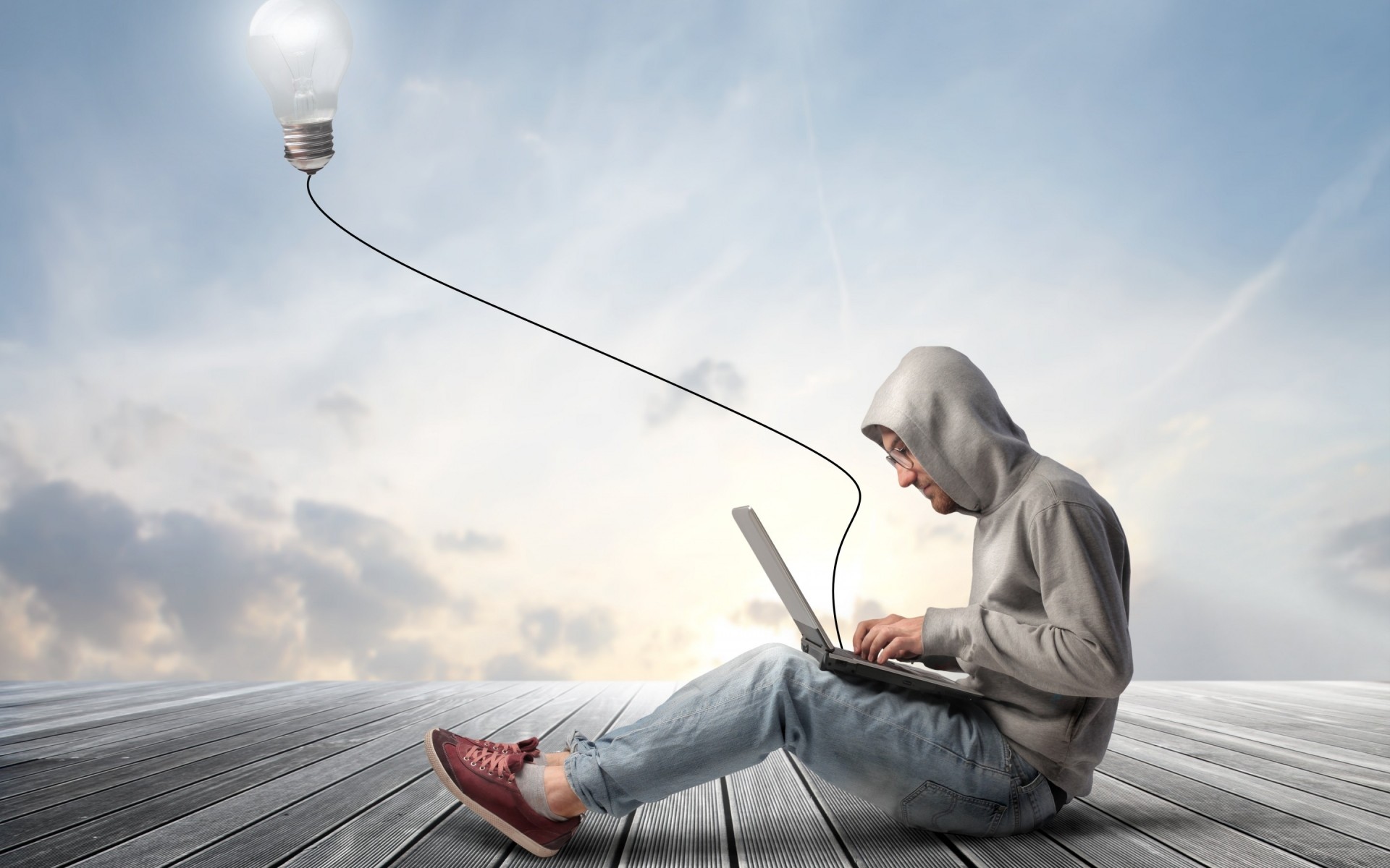 jeden niebo człowiek na zewnątrz biznes dorosły energia natura technologia laptop fantasy geek