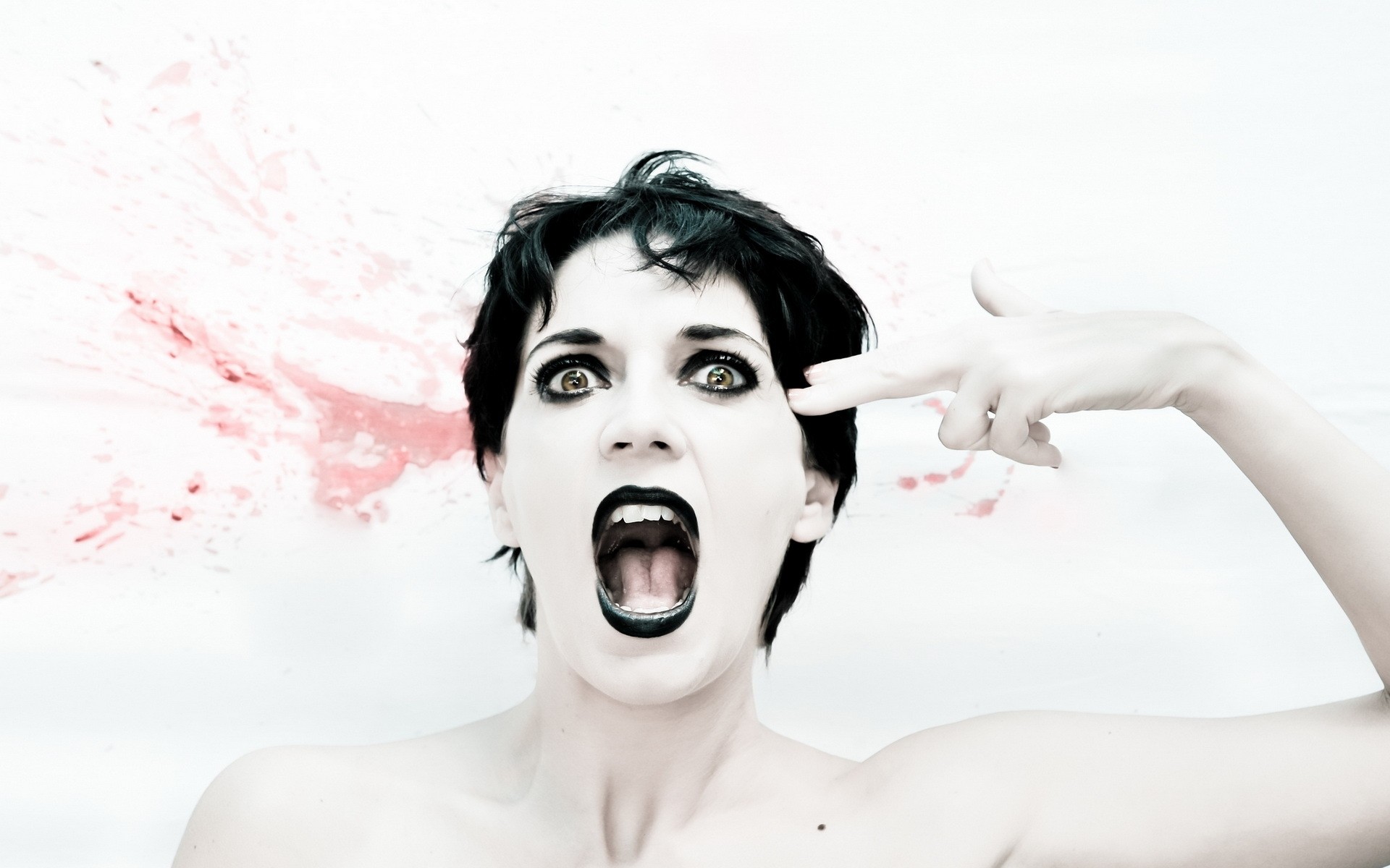 dziewczyna kobieta portret młody moda twarz piękny dorosły glamour model brunetka jeden człowiek sytuacja kobieta w szoku zszokowana twarz