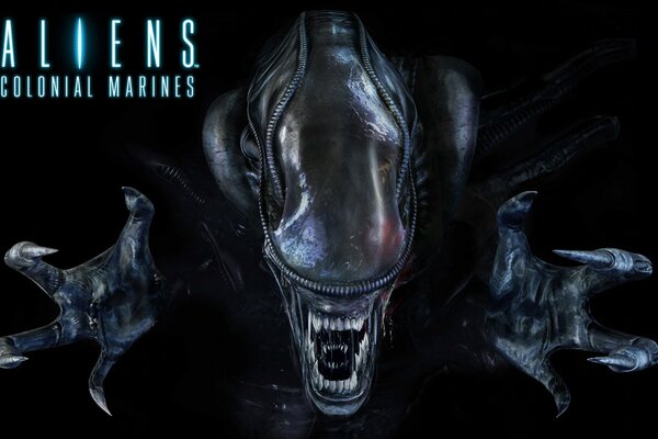 Dark Colonial Marine Monster na czarnym tle