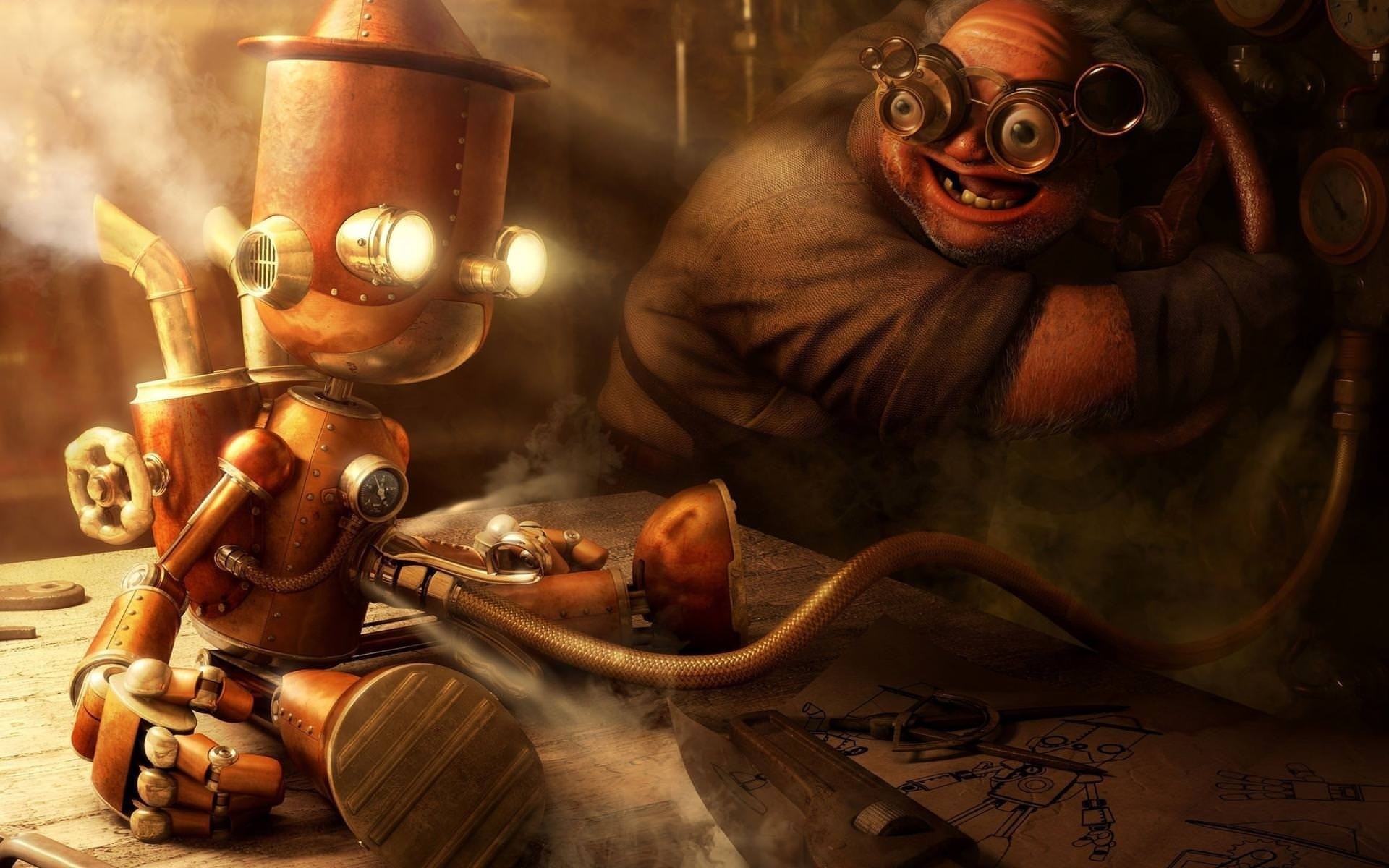 człowiek jeden broń pistolet steampunk