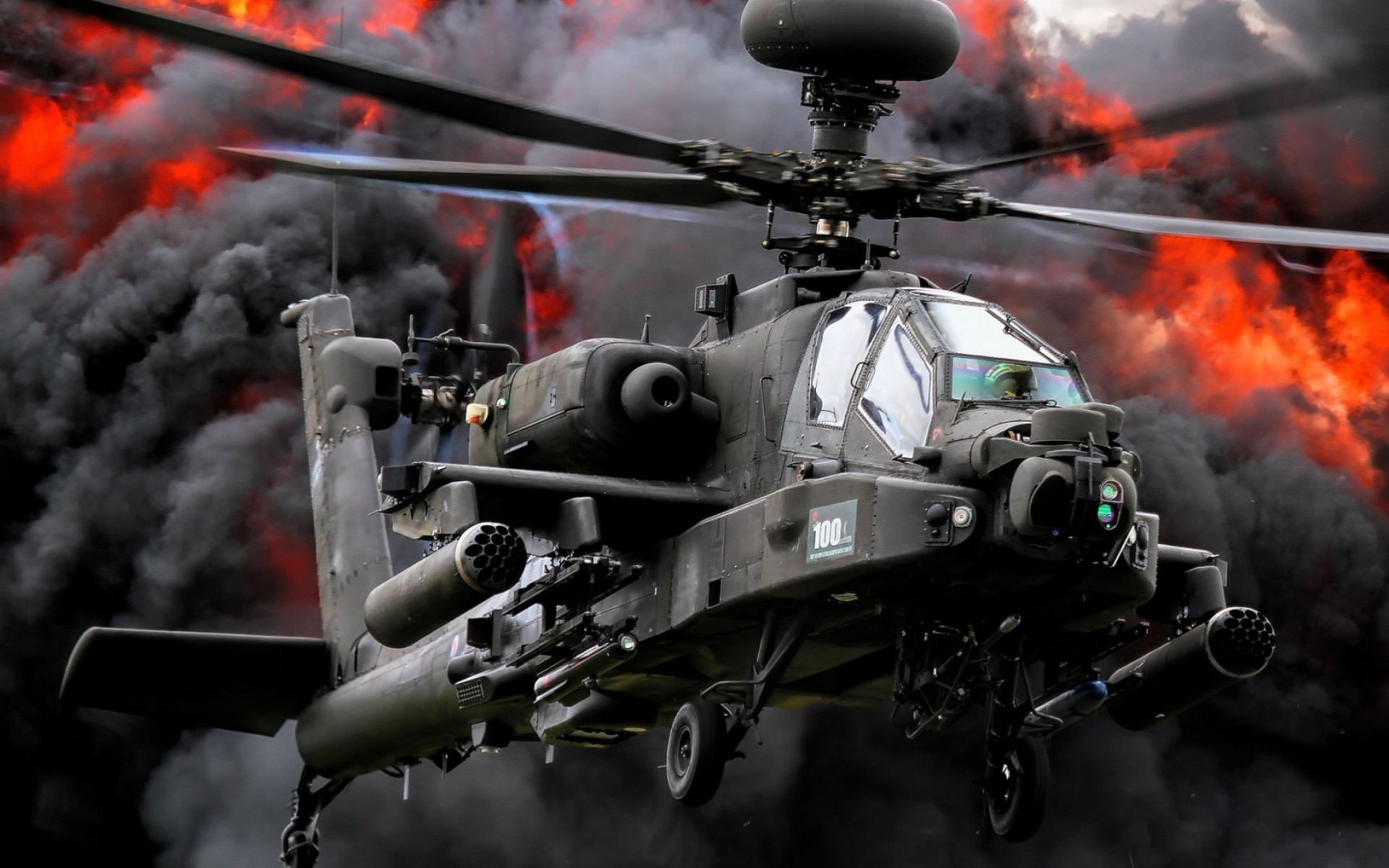 wojskowy helikopter samochód płomień wojny system transportu broń armia dym boeing ah-64 apache