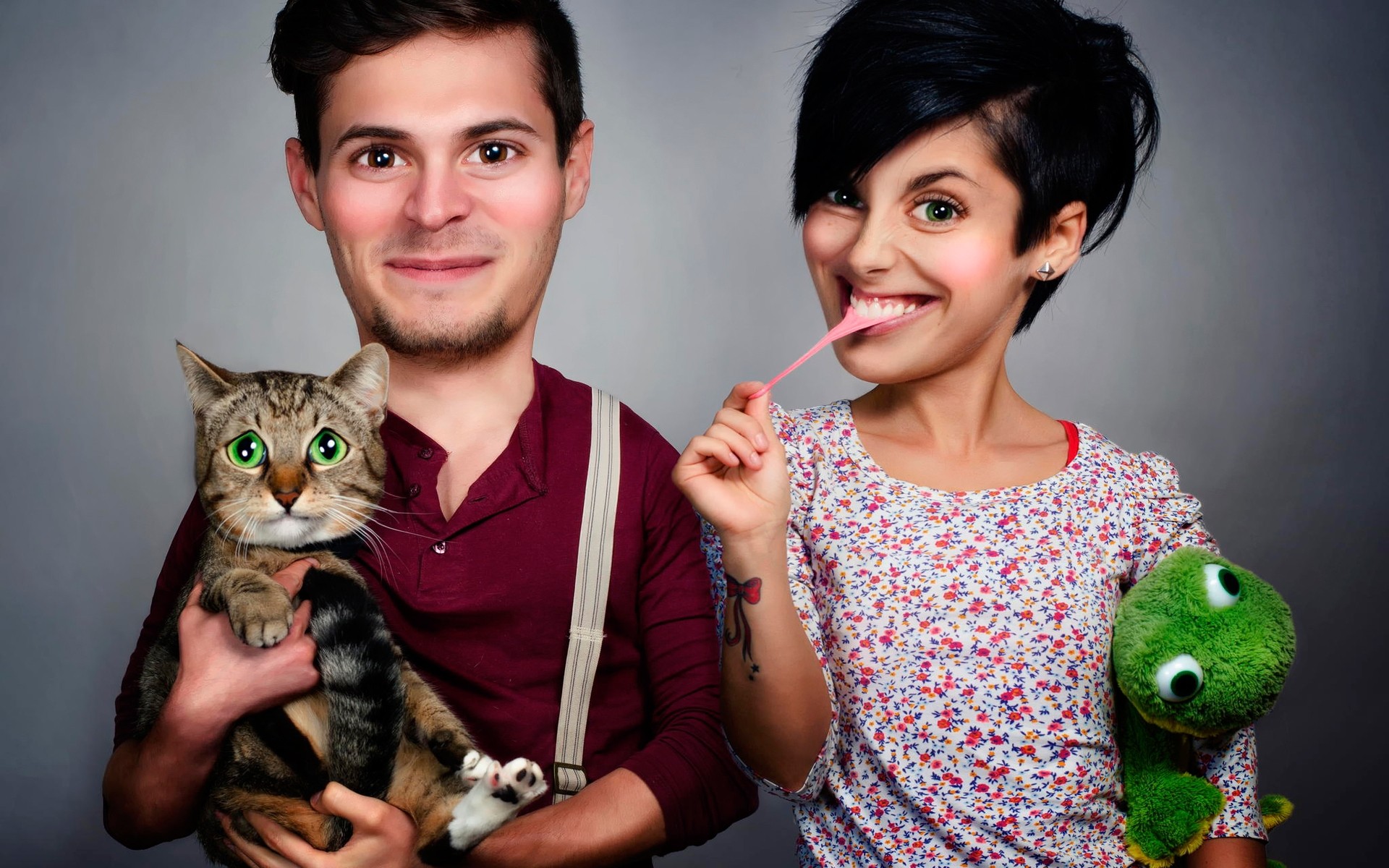 portret kobieta słodkie młody miłość ładna dziewczyna piękne dorosły jeden zabawy studio śmieszne śmieszne zdjęcia śmieszne rodzinne kot