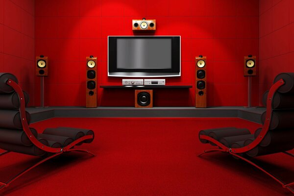 Kino domowe w odcieniach czerwieni