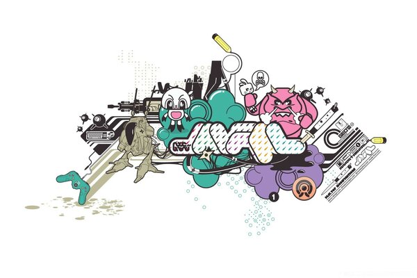 Grafika z kreskówek i znaków na komputer