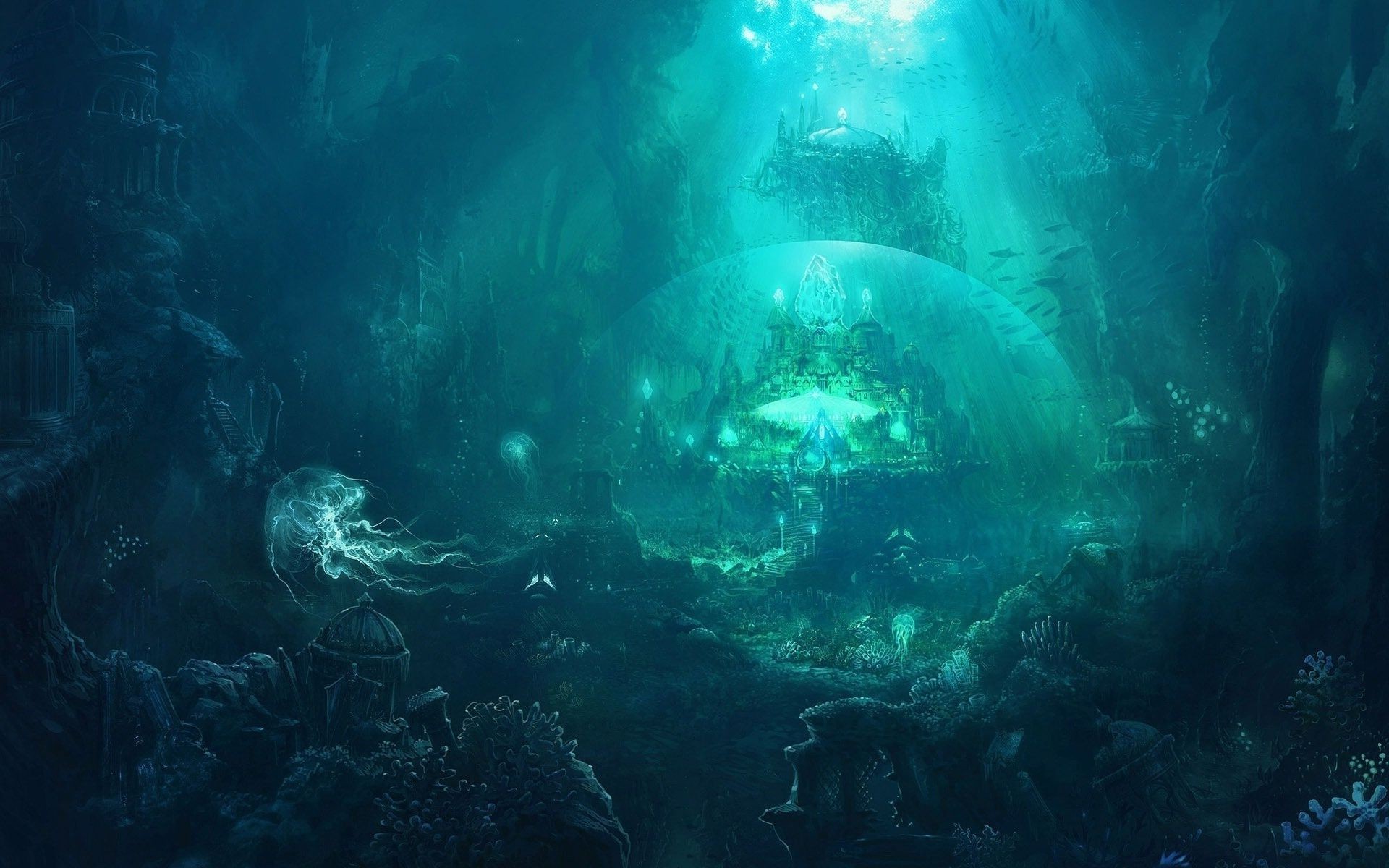 fantasy podwodny ryby woda ocean morze nurkowanie głębokie rafa koral skuba eksploracja łódź podwodna pływanie natura sporty wodne tropikalny