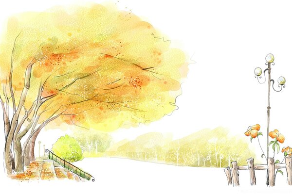 Poranek w jesiennym wietrznym parku