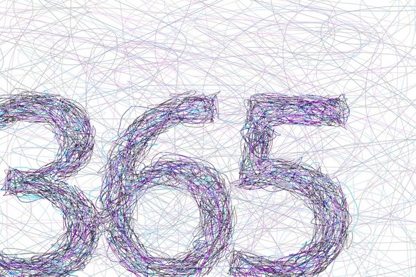 Cyfra 365 wykonana z atramentu długopisów