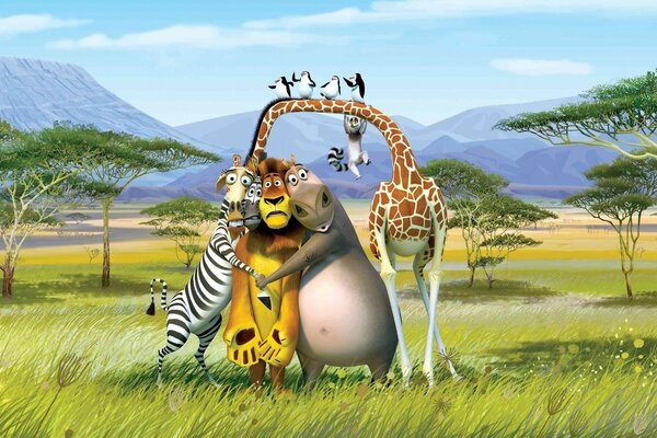 Bohaterowie kreskówek z Madagaskaru. Lato