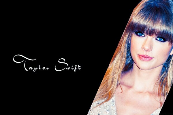 Niebieskooka Taylor Swift z ułożonymi długimi grzywkami