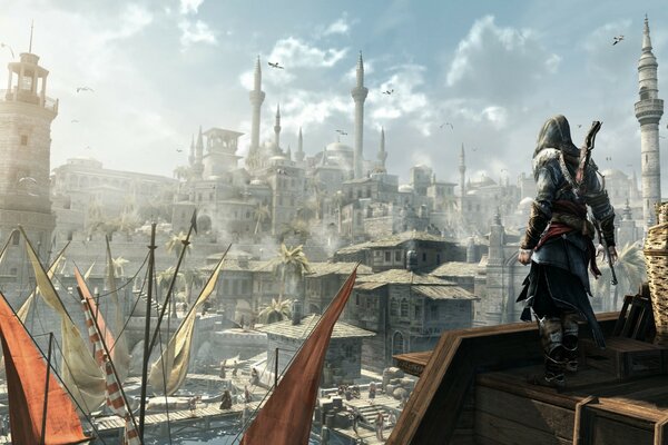 Assassin s creed podróżuje po dachach domów