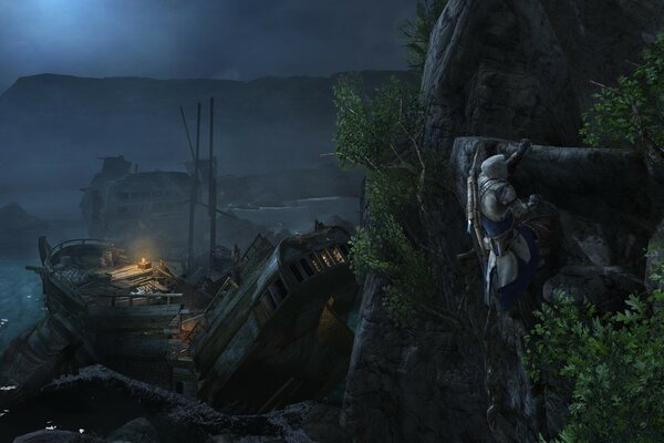 Krajobraz Morza ze statkami Assassins Creed