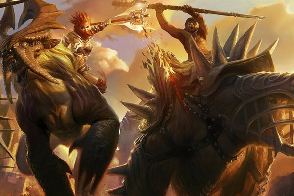 Fantasy Warriors na ogromnych zwierzętach